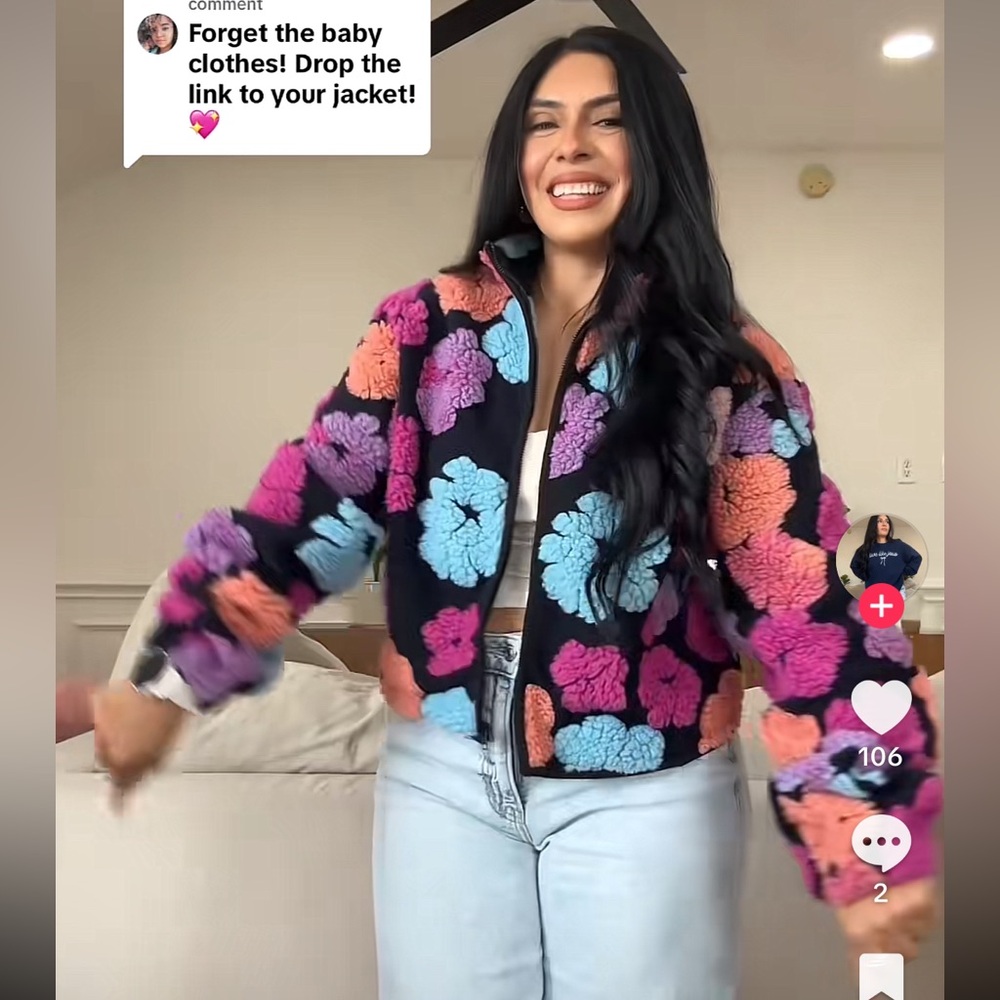 🆕Cider Women’s plus-size Black & Pink & Blue Sherpa Zip-up Jacket Coat💜💜3X - Picture 3 of 10